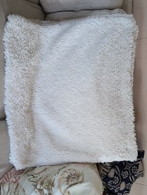 Pottery Barn Cream Faux Fur Sherpa Couch Cushion Cover Set Of 3